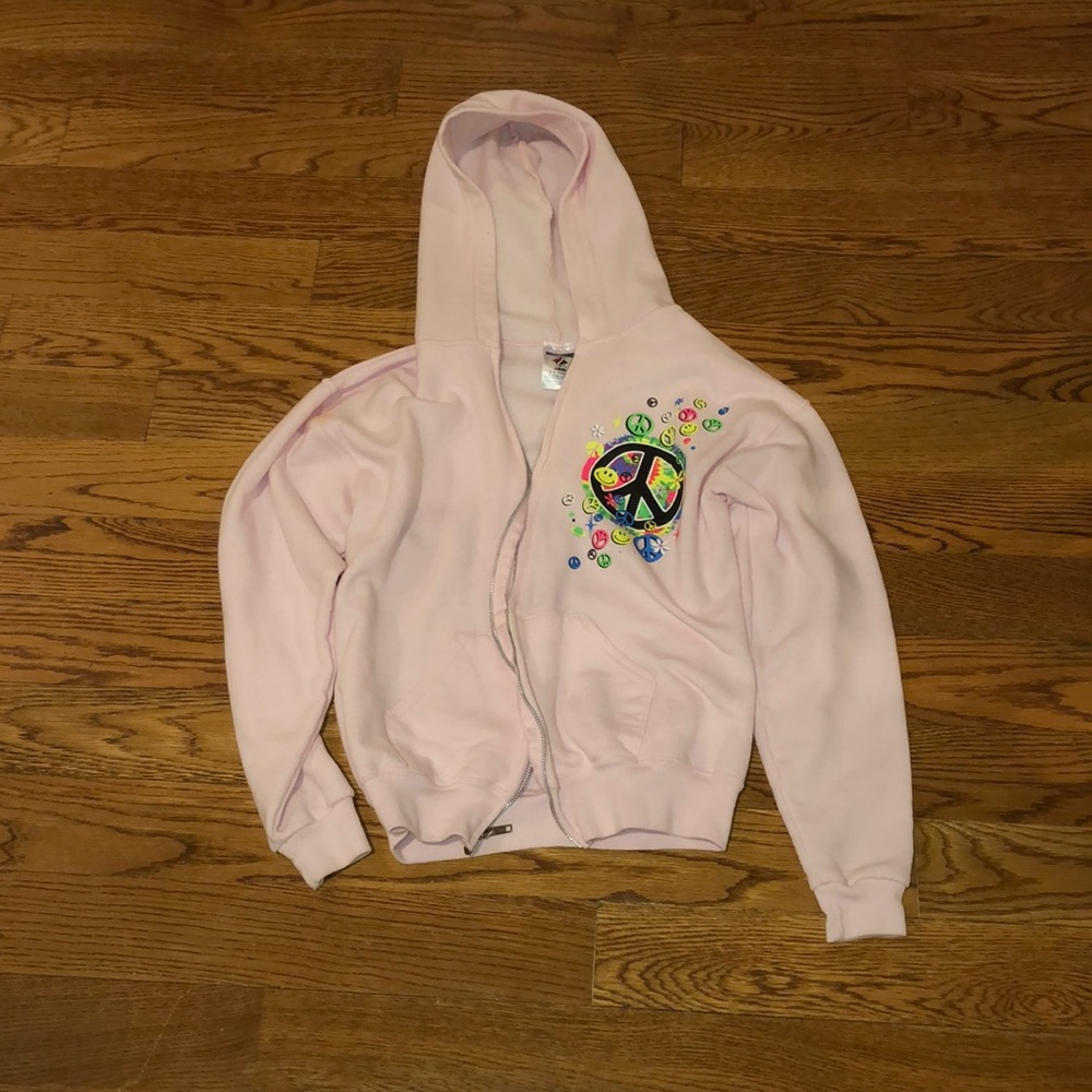 Youth Size 16 Light Pink Zip Up Jacket With Hood
